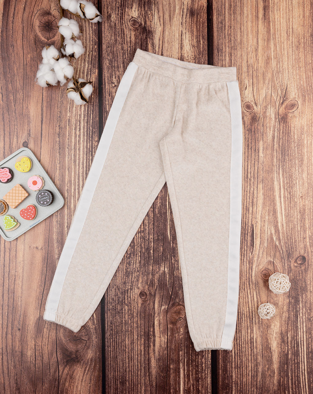 παιδικό παντελόνι φόρμας σενίλ μπεζ για κορίτσι
