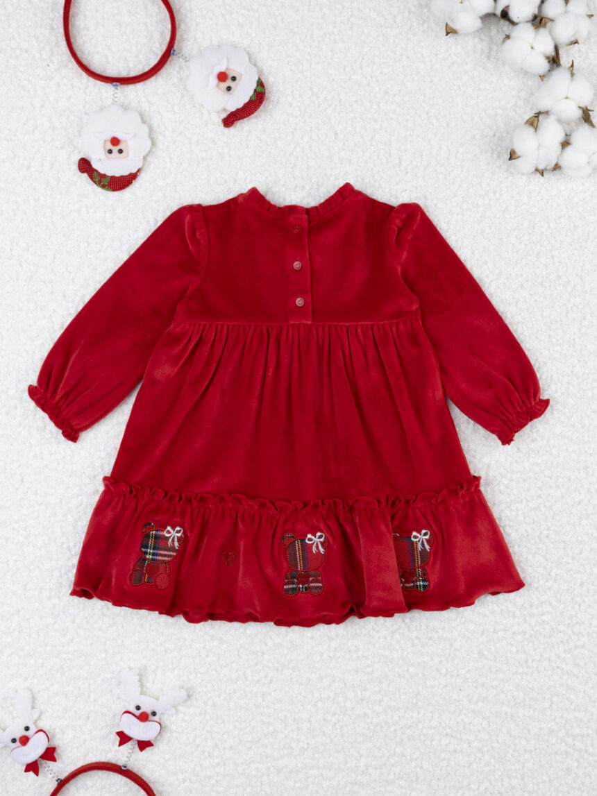 βρεφικό φόρεμα σενίλ κόκκινο classic για κορίτσι - Prénatal