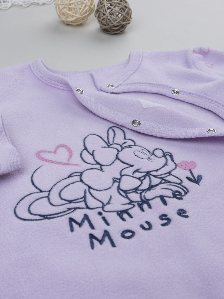 βρεφική πιτζάμα ολόσωμη fleece λιλά minnie για κορίτσι - Prénatal