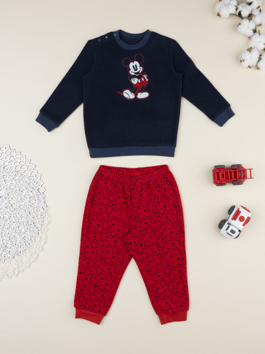 βρεφική πιτζάμα fleece μπλε/κόκκινη mickey για αγόρι - Prénatal