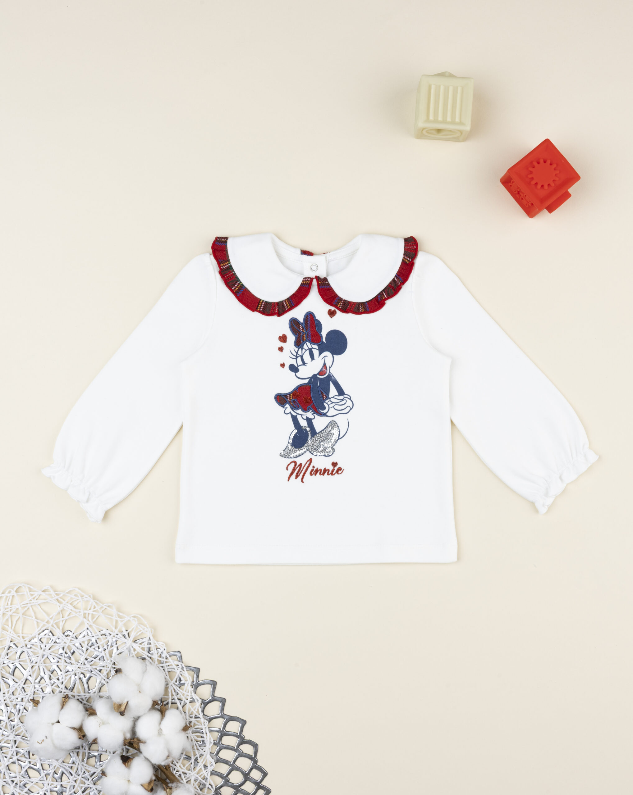 βρεφική μπλούζα πόλο λευκή minnie classic για κορίτσι