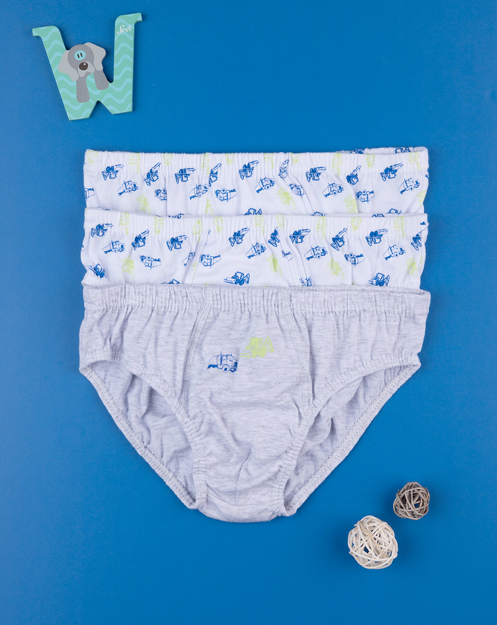 παιδικά σλιπ πακέτο x3 με φορτηγά για αγόρι