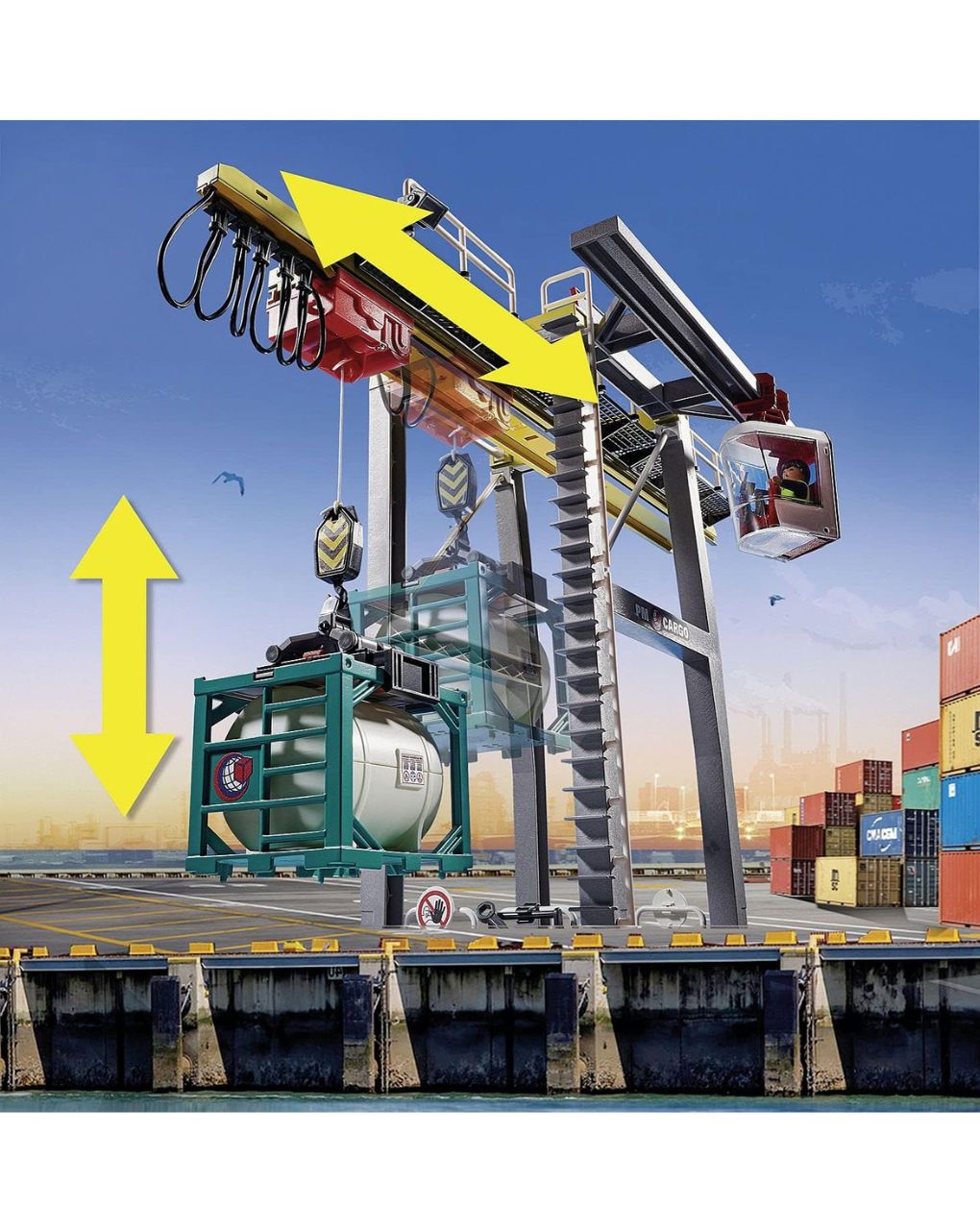Playmobil city action γερανογέφυρα φορτοεκφόρτωσης container 70770 - Playmobil