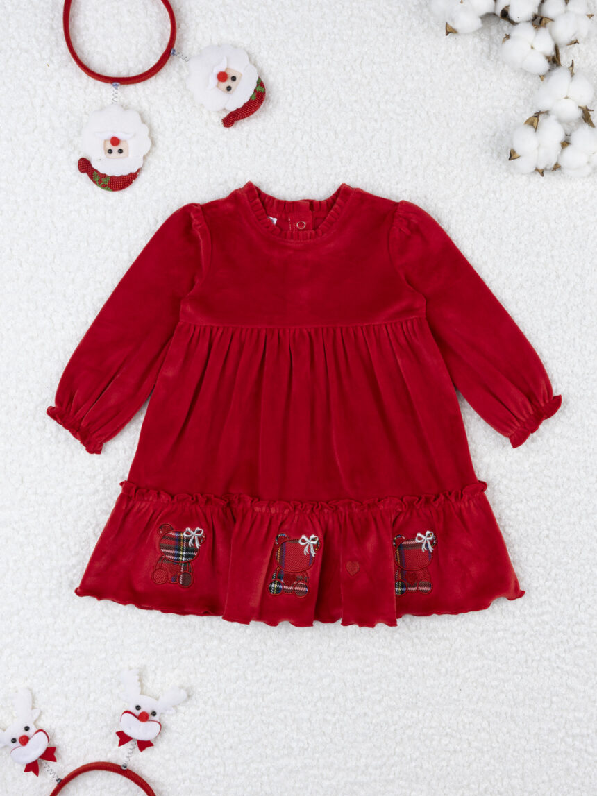 βρεφικό φόρεμα σενίλ κόκκινο classic για κορίτσι - Prénatal