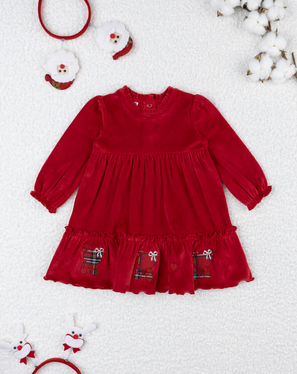 βρεφικό φόρεμα σενίλ κόκκινο classic για κορίτσι - Prénatal