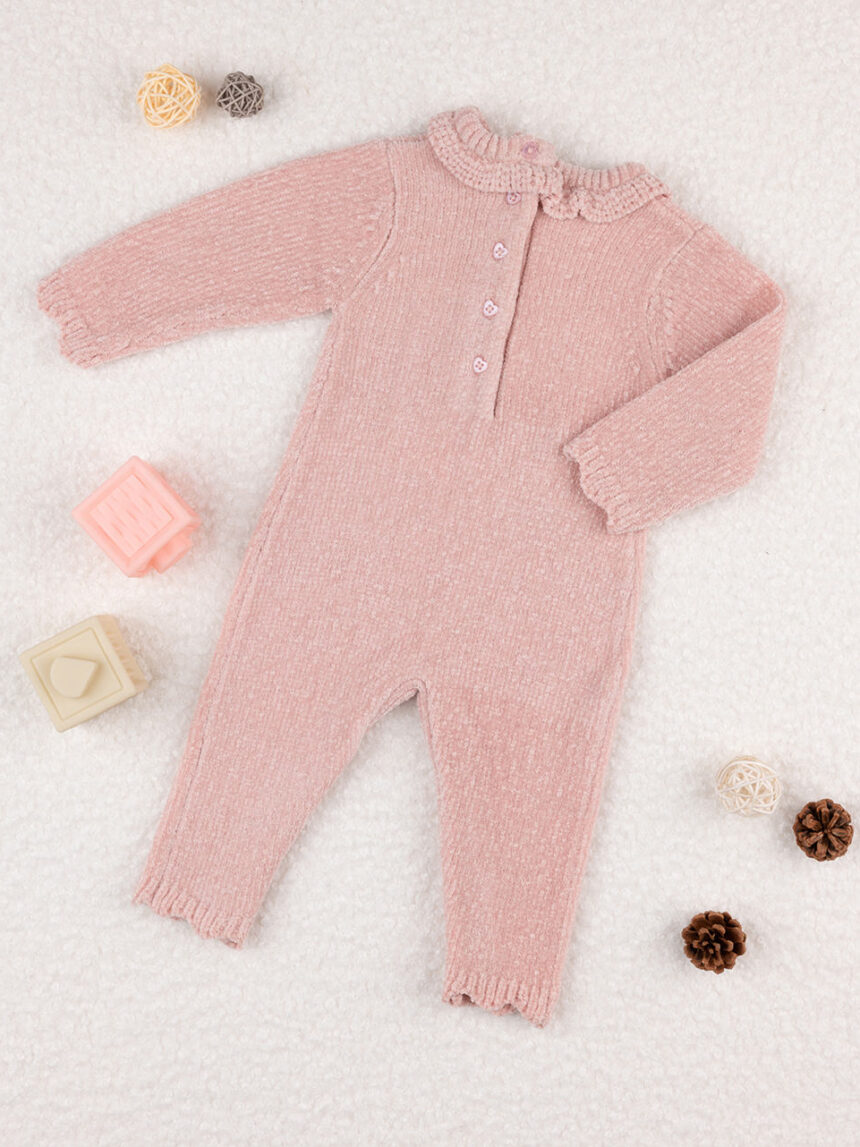 βρεφικό φορμάκι πλεκτό ροζ με καρδούλα για κορίτσι - Prénatal