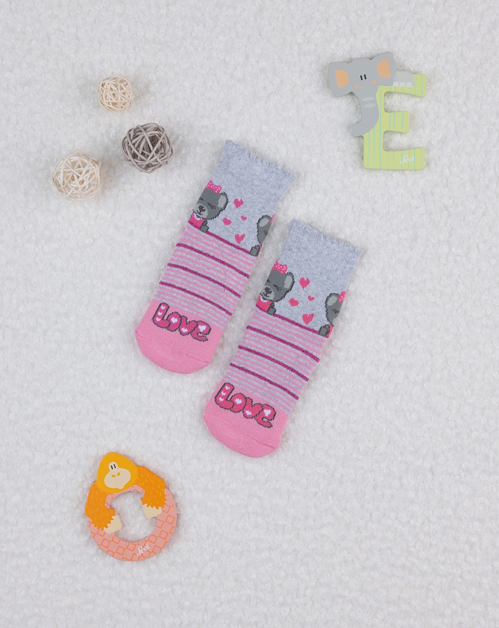 βρεφικές αντιολισθητικές κάλτσες με αρκουδάκια για κορίτσι