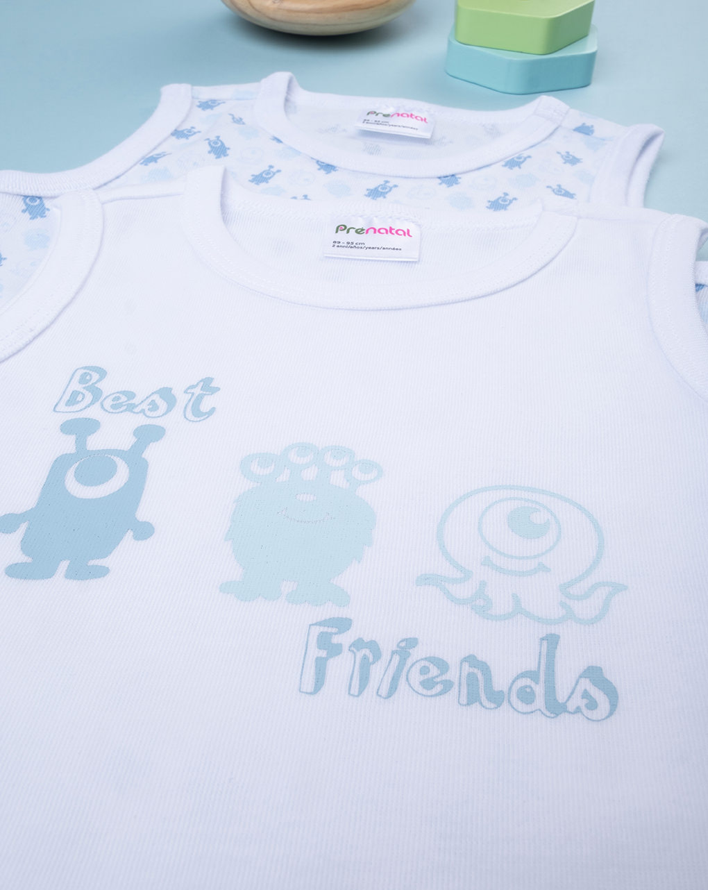 βρεφικά κορμάκια λευκά με τερατάκια πακέτο x2 για αγόρι - Prénatal