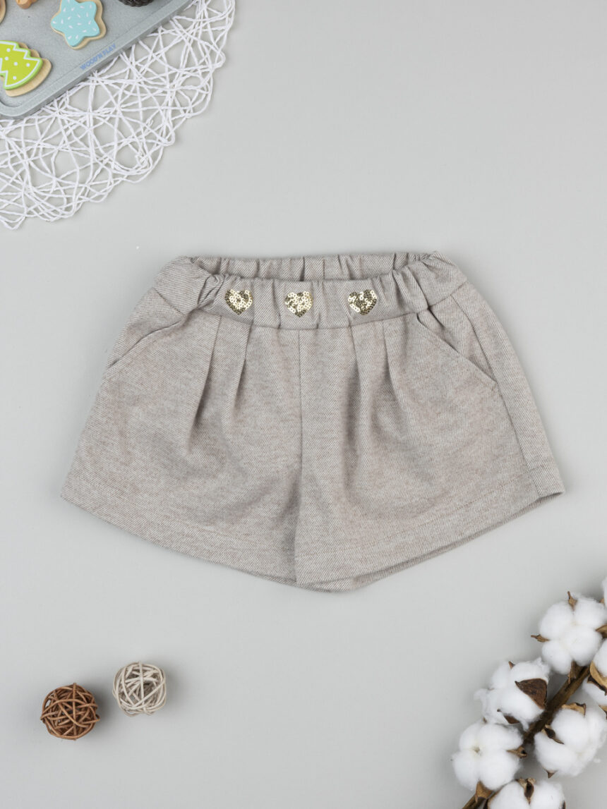 βρεφικό σορτσάκι μπεζ με καρδούλες για κορίτσι - Prénatal