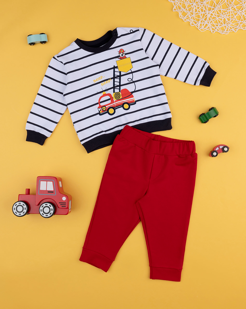 βρεφικό σετ μπλούζα φούτερ και παντελόνι φόρμας beep για αγόρι
