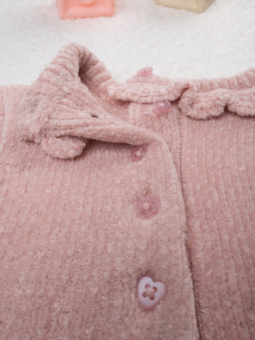 βρεφικό φορμάκι πλεκτό ροζ με καρδούλα για κορίτσι - Prénatal