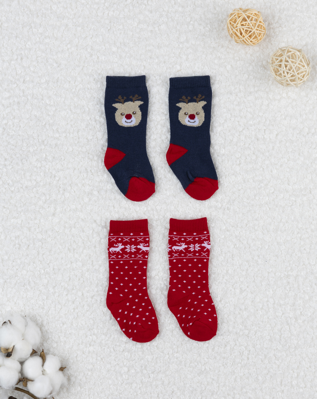 βρεφικά χριστουγεννιάτικα καλτσάκια με τάρανδους πακέτο x2 για αγόρι