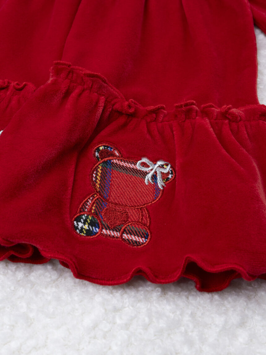 βρεφικό φόρεμα σενίλ κόκκινο classic για κορίτσι - Prénatal