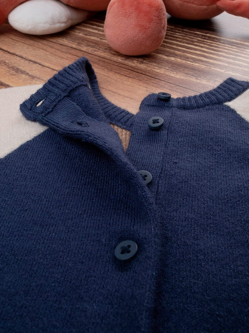 βρεφικό φορμάκι πλεκτό μπλε με αρκουδάκια για αγόρι - Prénatal