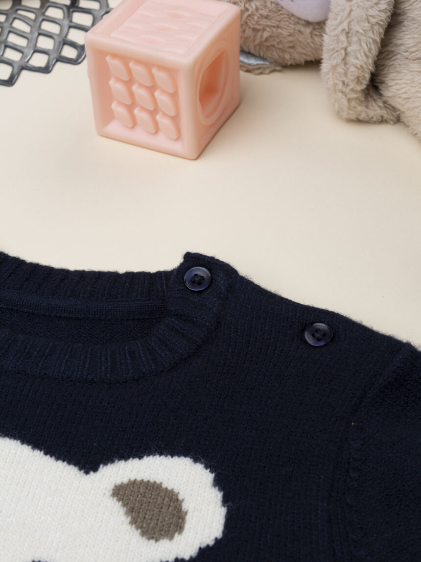 βρεφικό πουλόβερ μπλε teddy classic για αγόρι - Prénatal