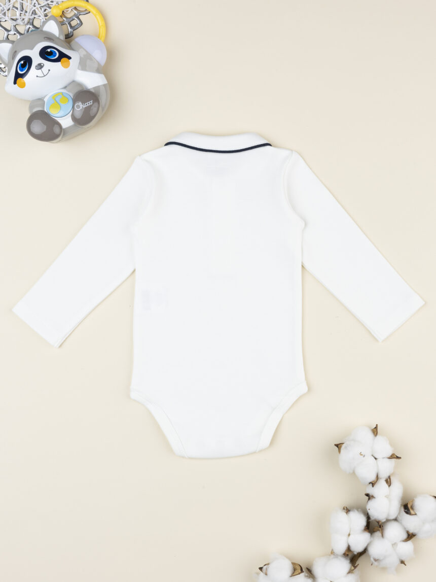βρεφικό χριστουγεννιάτικο κορμάκι λευκό με τάρανδο για αγόρι - Prénatal