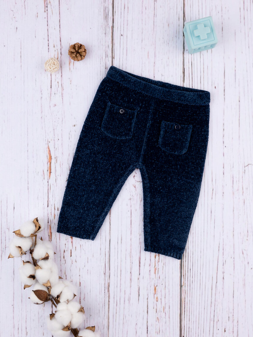 βρεφικό παντελόνι σενίλ μπλε για αγόρι - Prénatal
