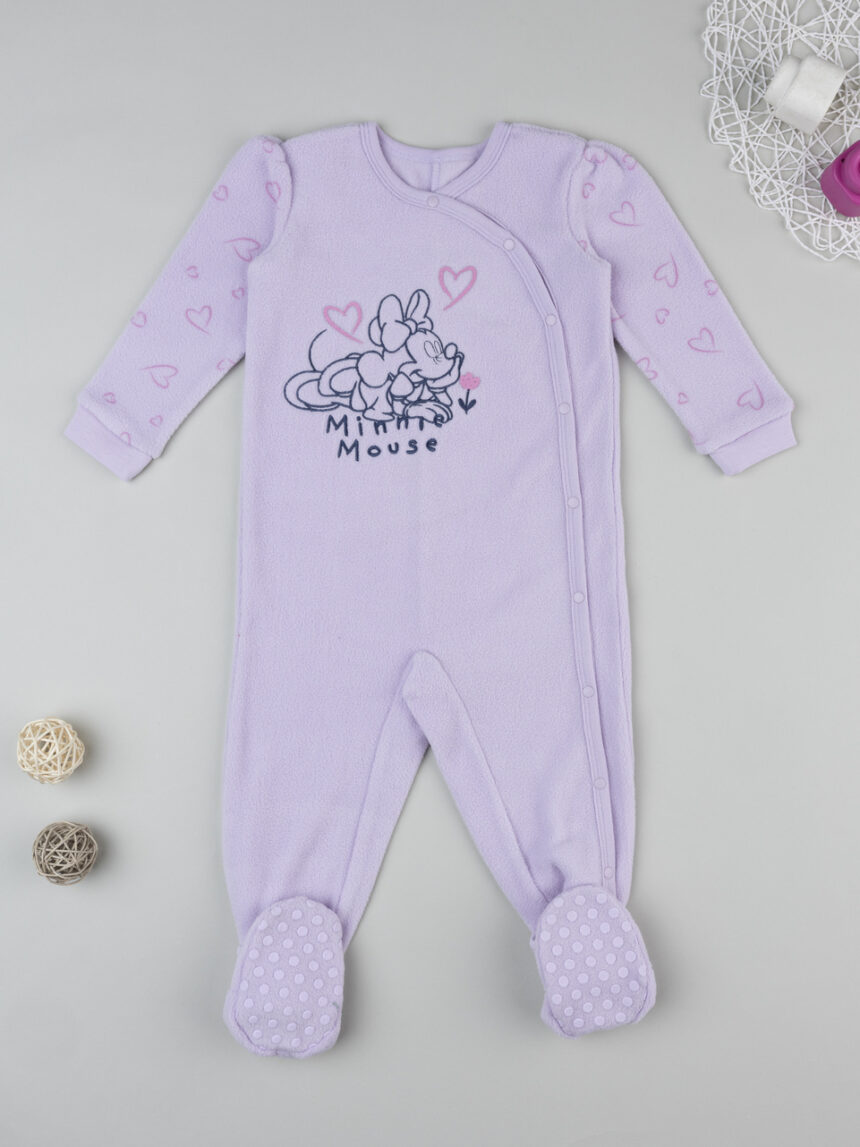 βρεφική πιτζάμα ολόσωμη fleece λιλά minnie για κορίτσι - Prénatal