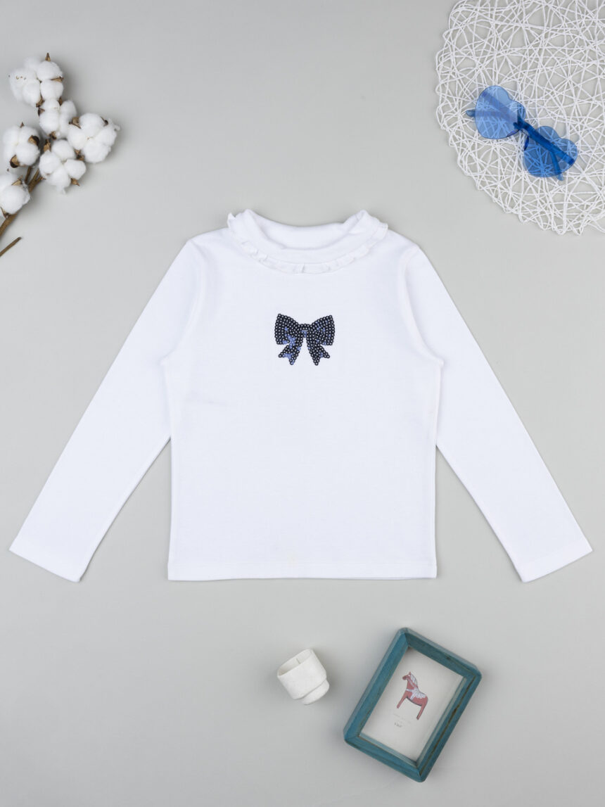 παιδική μπλούζα ζιβάγκο λευκή με φιογκάκι classic για κορίτσι - Prénatal