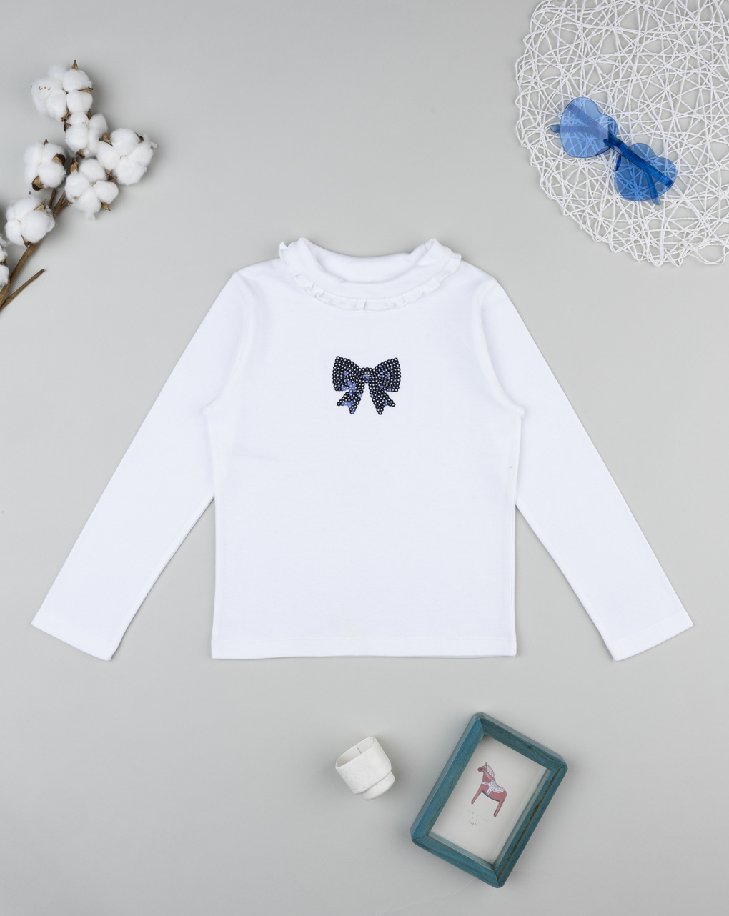 παιδική μπλούζα ζιβάγκο λευκή με φιογκάκι classic για κορίτσι