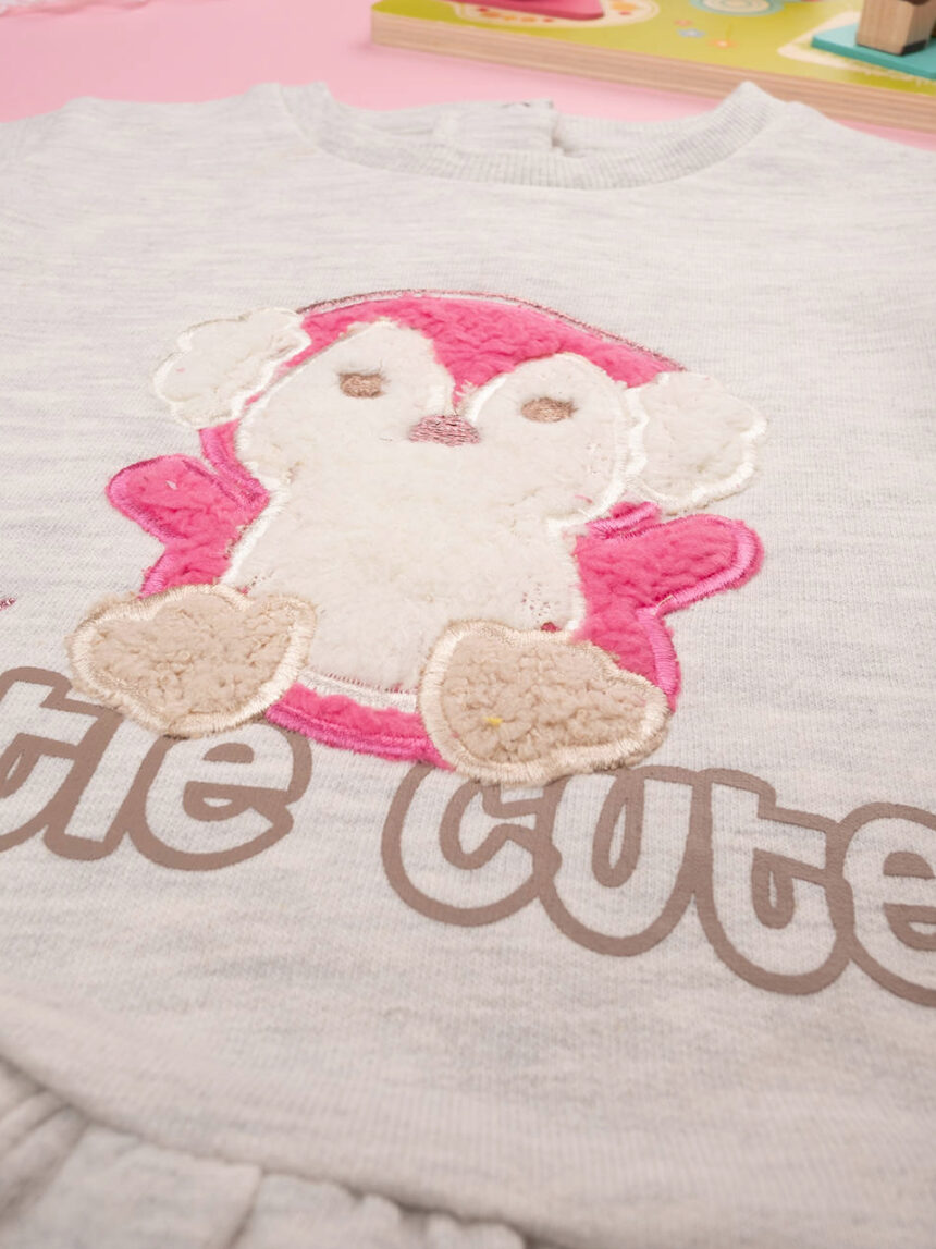 βρεφική μπλούζα φούτερ μπεζ little cute για κορίτσι - Prénatal