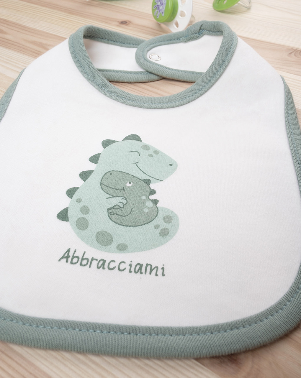 βρεφική σαλιάρα λευκή με δεινόσαυρο για αγόρι - Prénatal