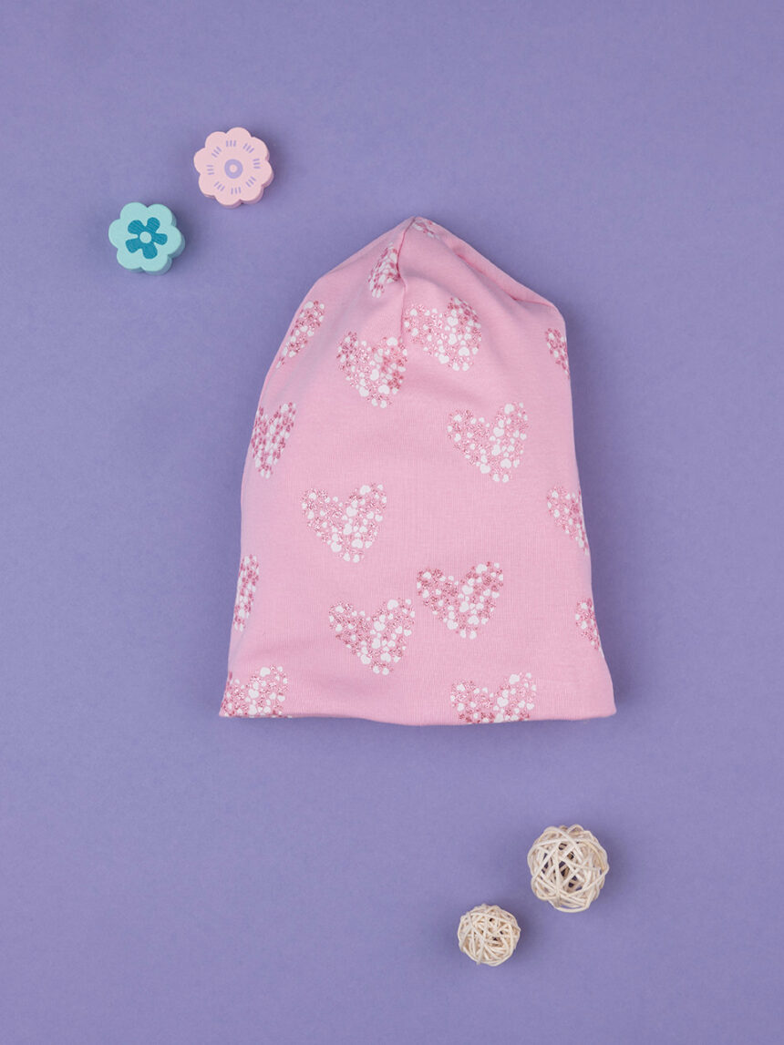 παιδικό σκουφάκι ροζ με καρδούλες για κορίτσι - Prénatal
