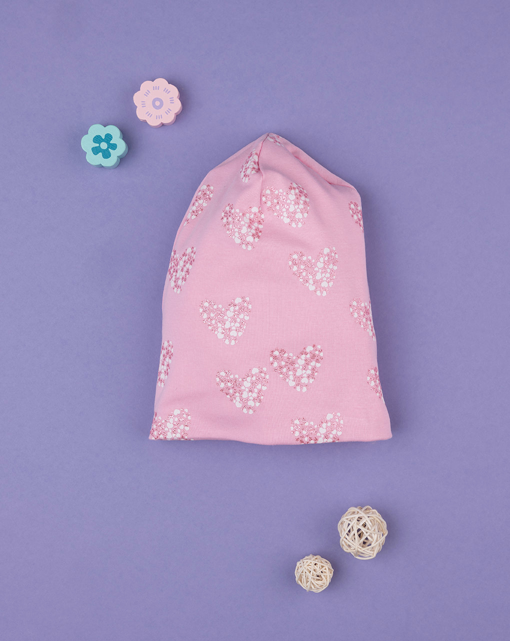 παιδικό σκουφάκι ροζ με καρδούλες για κορίτσι - Prénatal