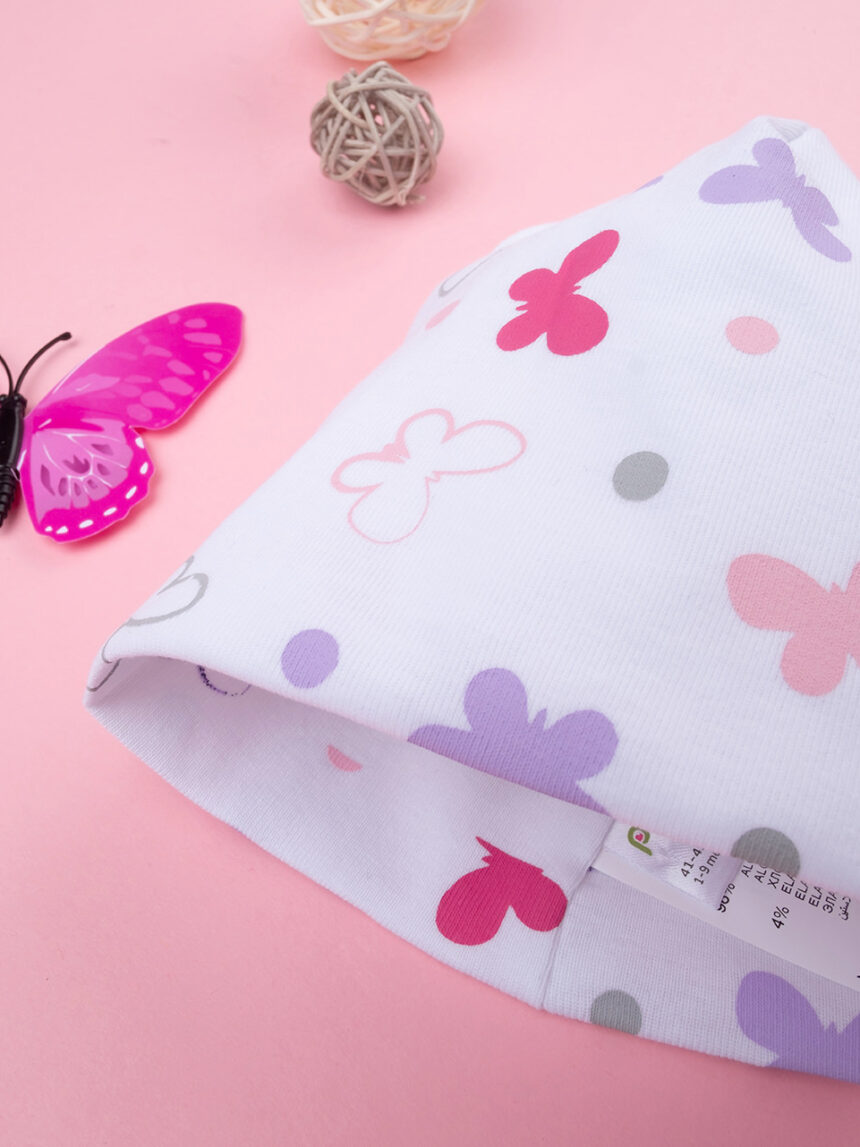 βρεφικό σκουφάκι λευκό με πεταλούδες για κορίτσι - Prénatal