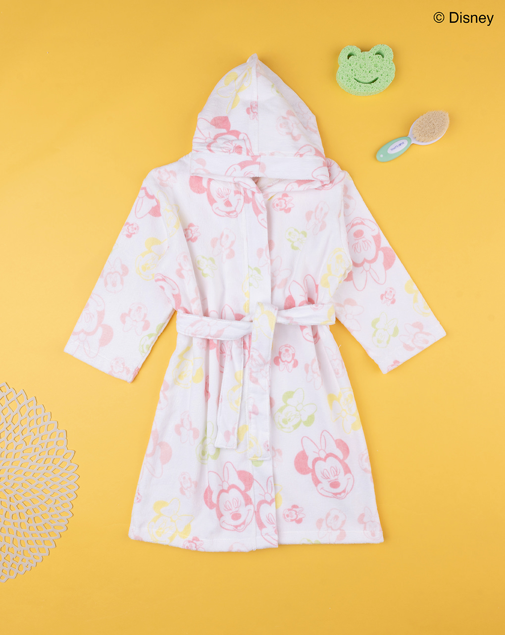 παιδικό μπουρνούζι σενίλ λευκό minnie για κορίτσι