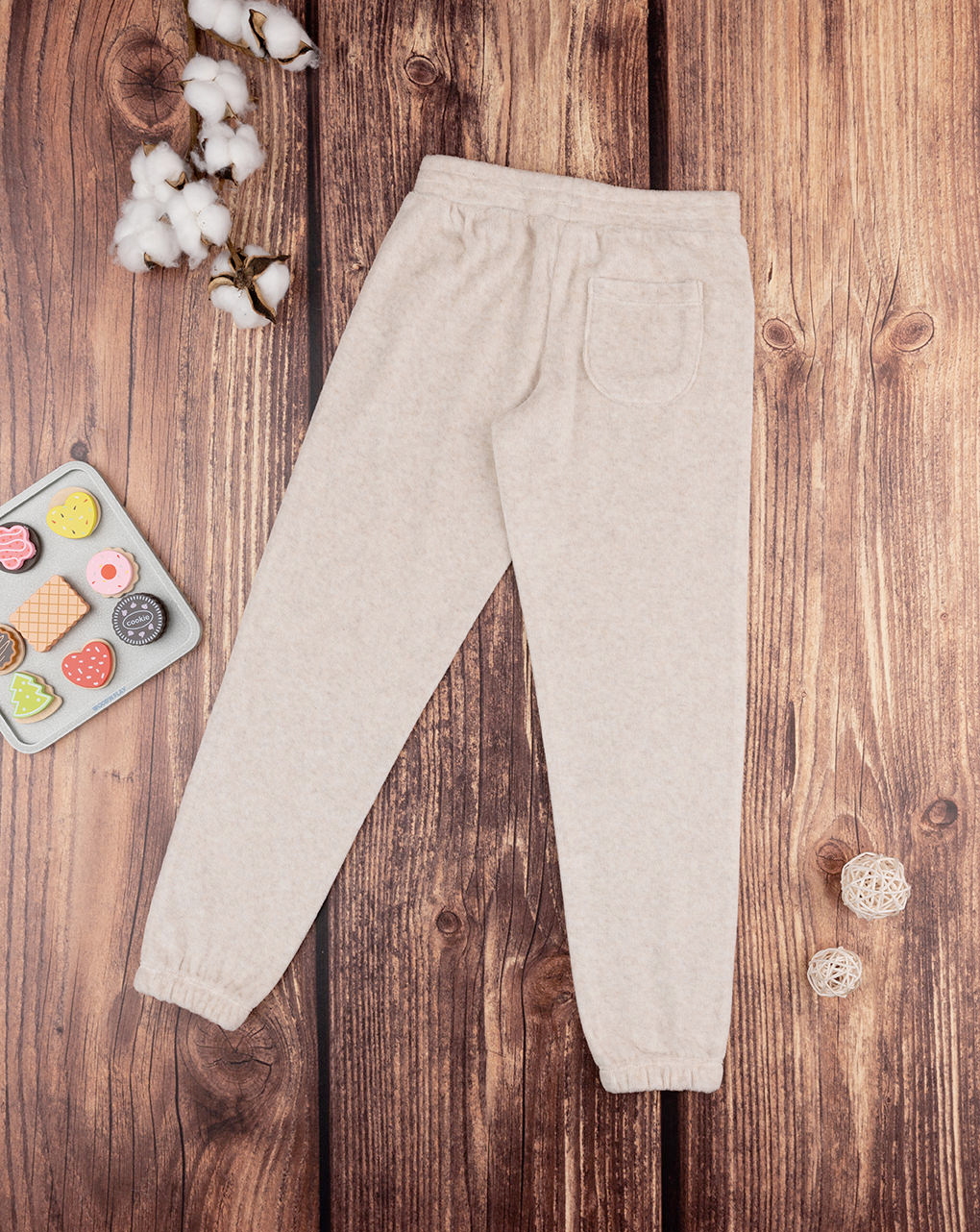 παιδικό παντελόνι φόρμας σενίλ μπεζ για κορίτσι - Prénatal