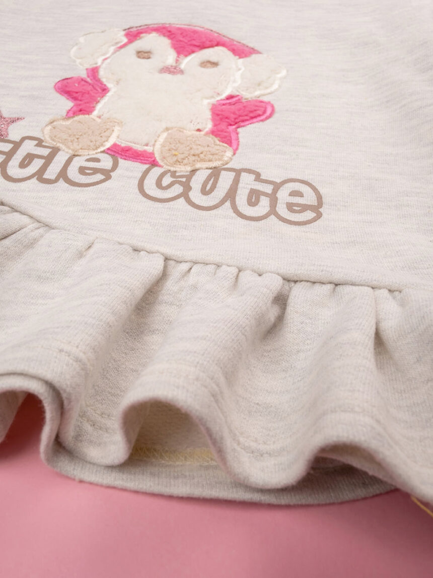 βρεφική μπλούζα φούτερ μπεζ little cute για κορίτσι - Prénatal