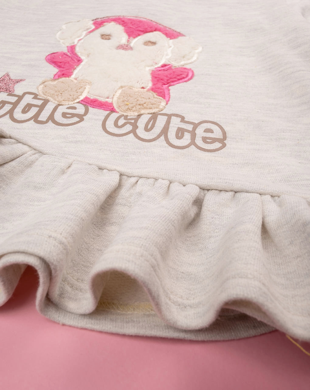 βρεφική μπλούζα φούτερ μπεζ little cute για κορίτσι - Prénatal