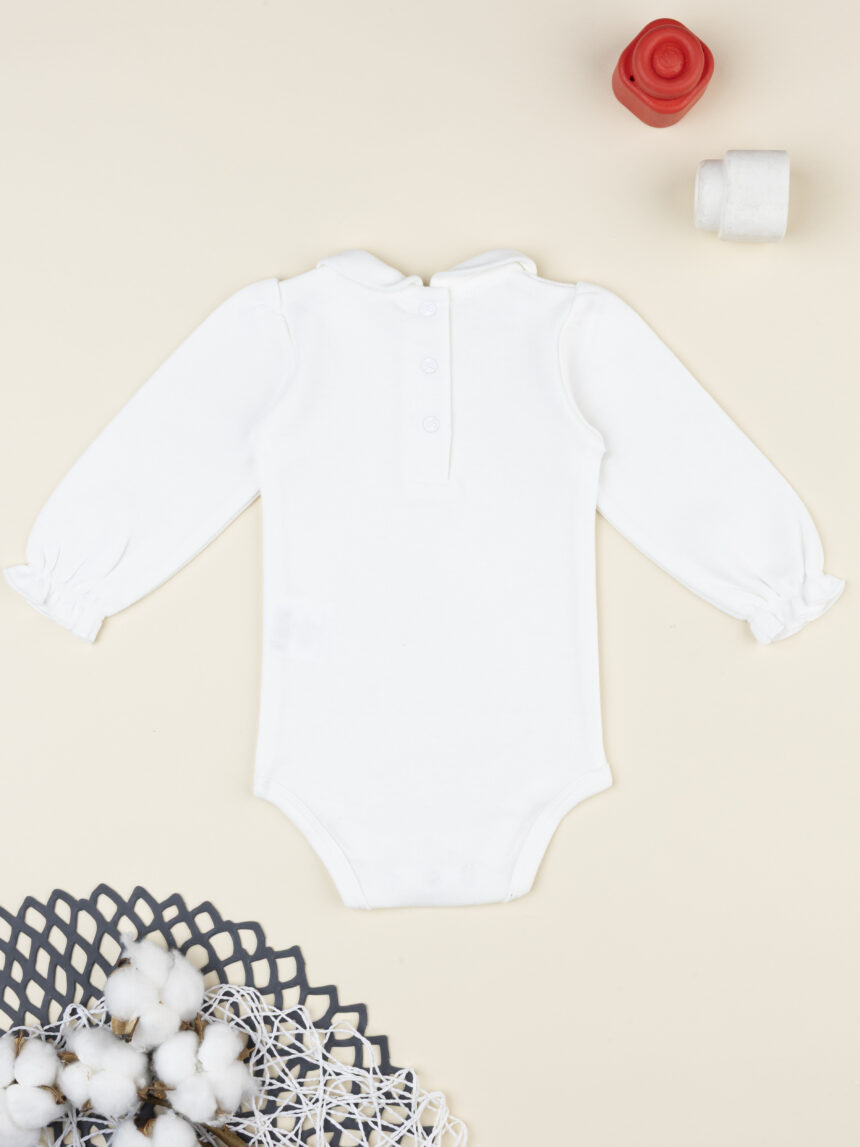 βρεφικό χριστουγεννιάτικο κορμάκι λευκό με φιογκάκια για κορίτσι - Prénatal