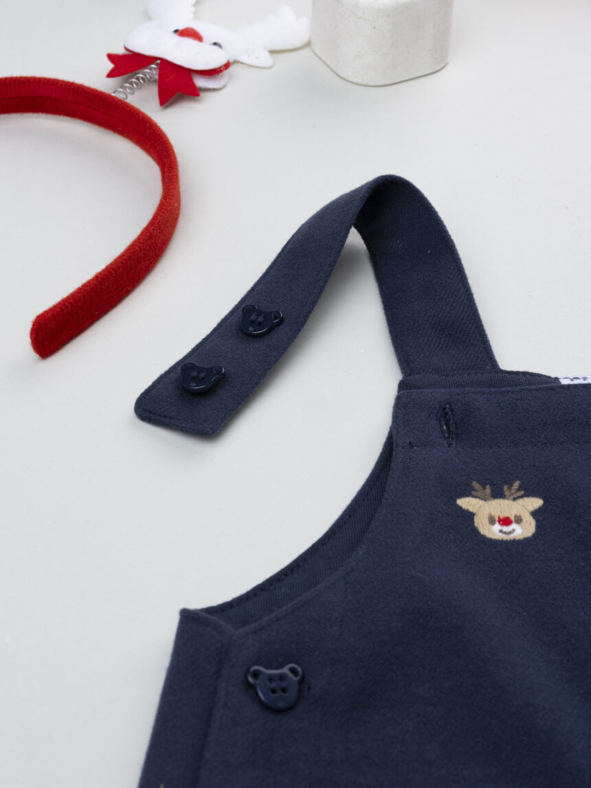 βρεφική χριστουγεννιάτικη σαλοπέτα μπλε με ταράνδους για αγόρι - Prénatal