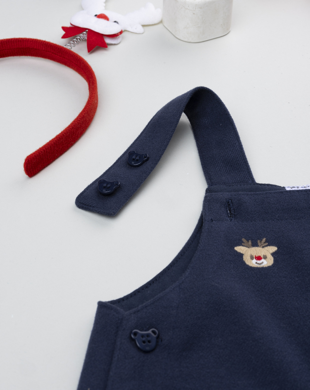 βρεφική χριστουγεννιάτικη σαλοπέτα μπλε με ταράνδους για αγόρι - Prénatal