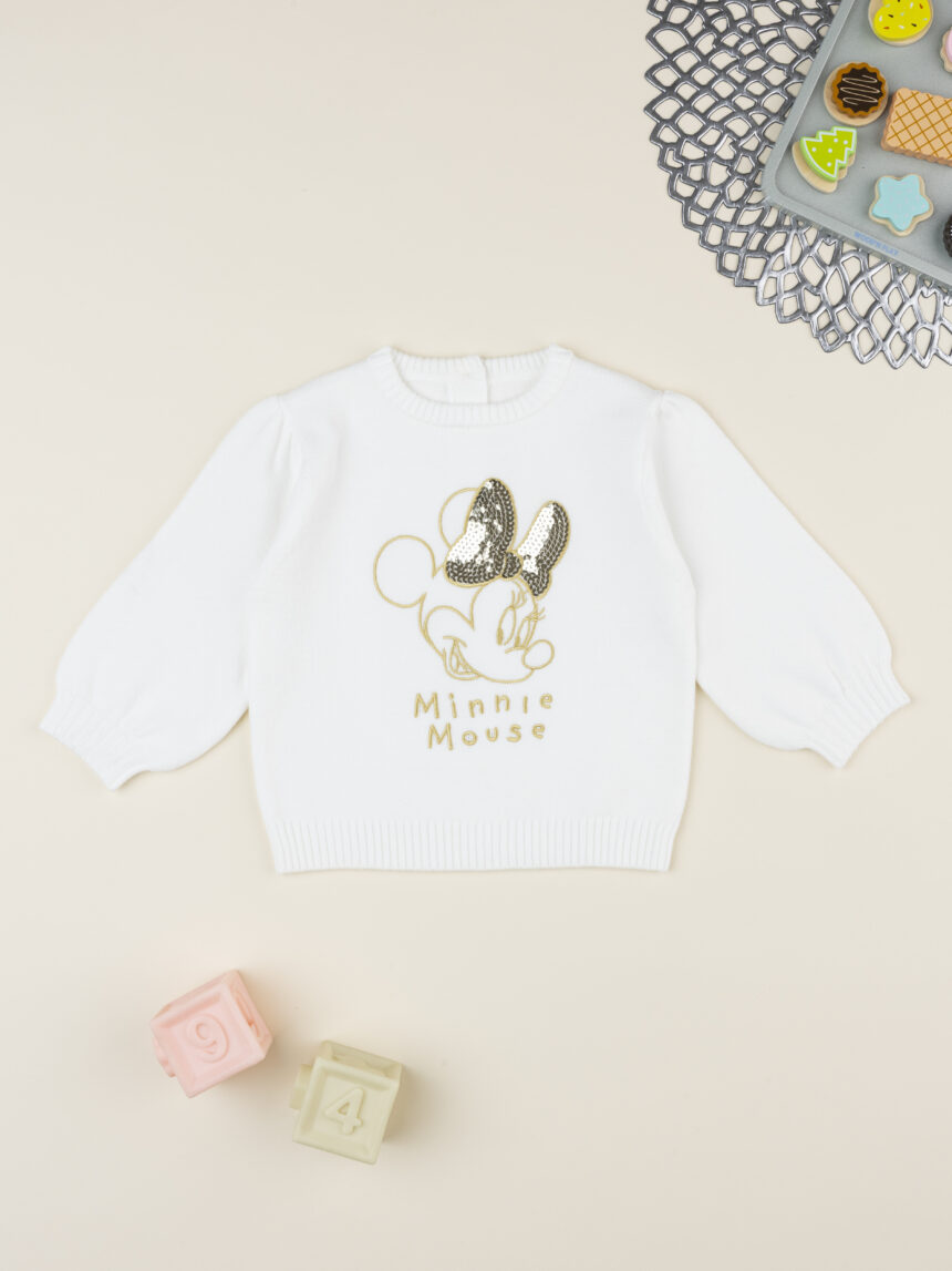 βρεφικό πουλόβερ λευκό minnie για κορίτσι - Prénatal