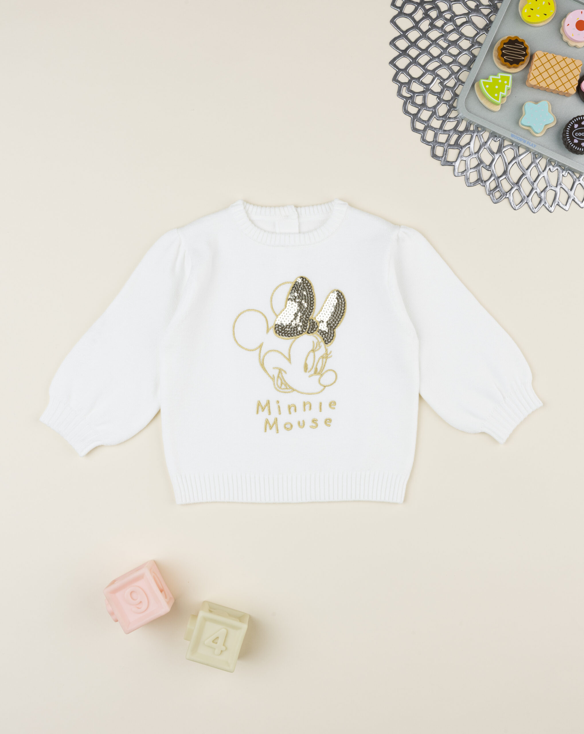 βρεφικό πουλόβερ λευκό minnie για κορίτσι