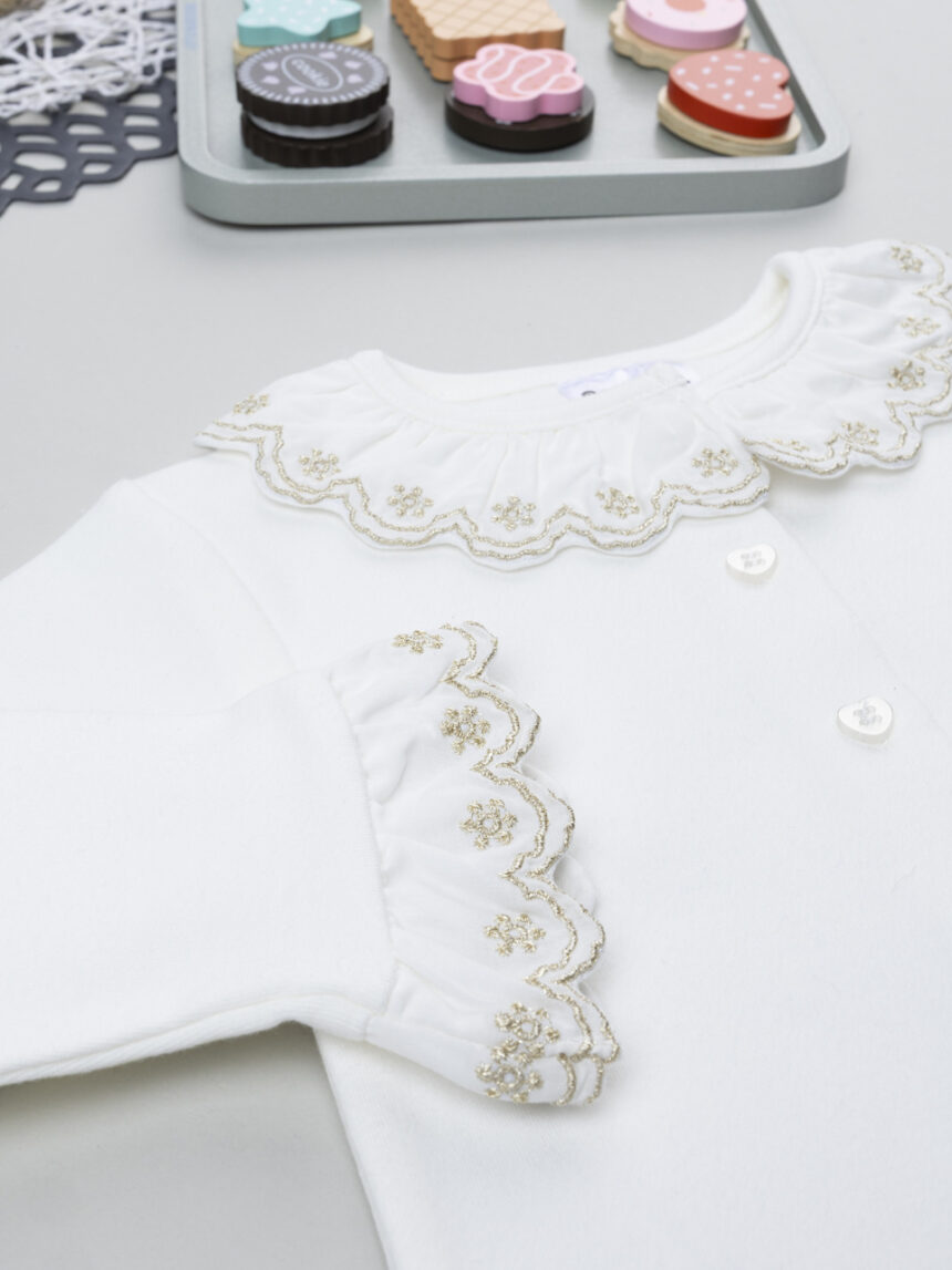 βρεφικό κορμάκι λευκό με κεντήματα για κορίτσι - Prénatal