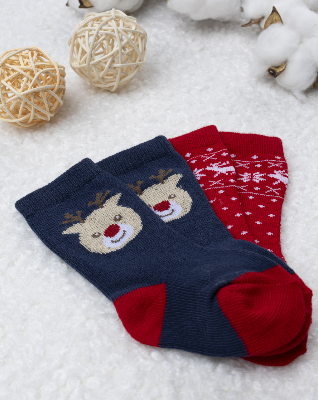 βρεφικά χριστουγεννιάτικα καλτσάκια με τάρανδους πακέτο x2 για αγόρι - Prénatal