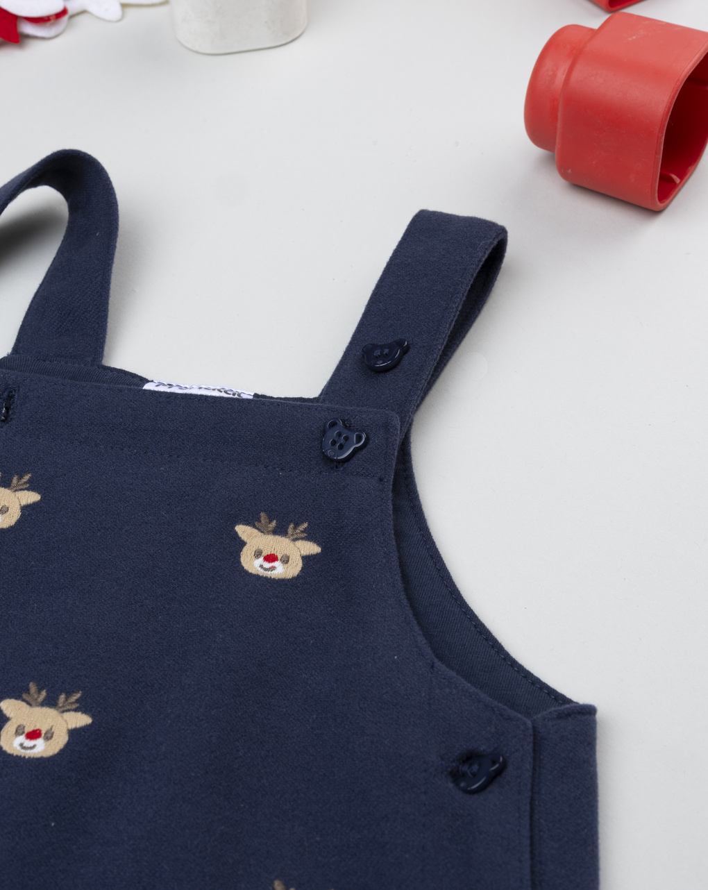 βρεφική χριστουγεννιάτικη σαλοπέτα μπλε με ταράνδους για αγόρι - Prénatal