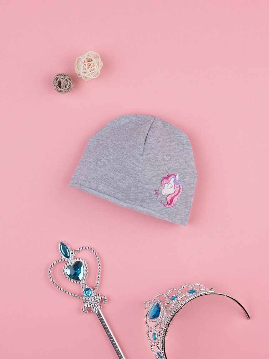 βρεφικό σκουφάκι γκρι με μονόκερο για κορίτσι - Prénatal