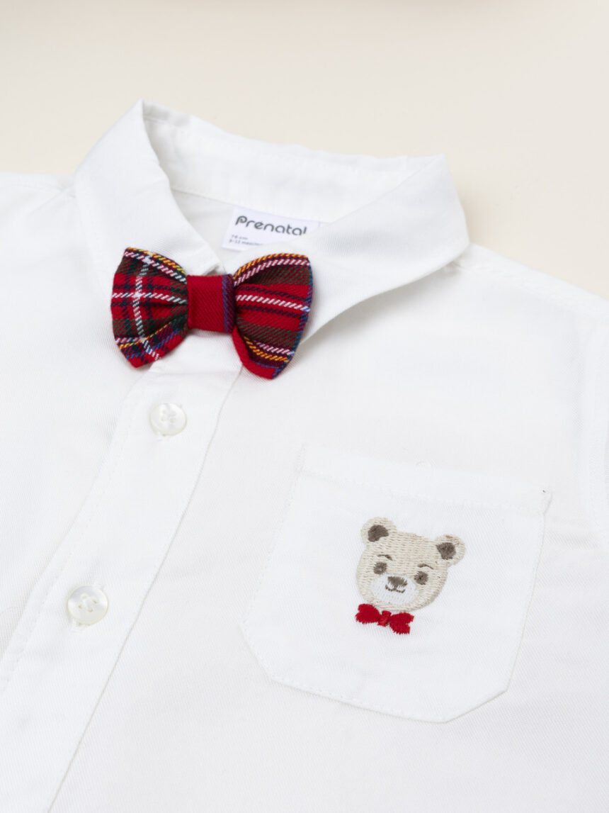 βρεφικό πουκάμισο λευκό με παπιγιόν classic για αγόρι - Prénatal