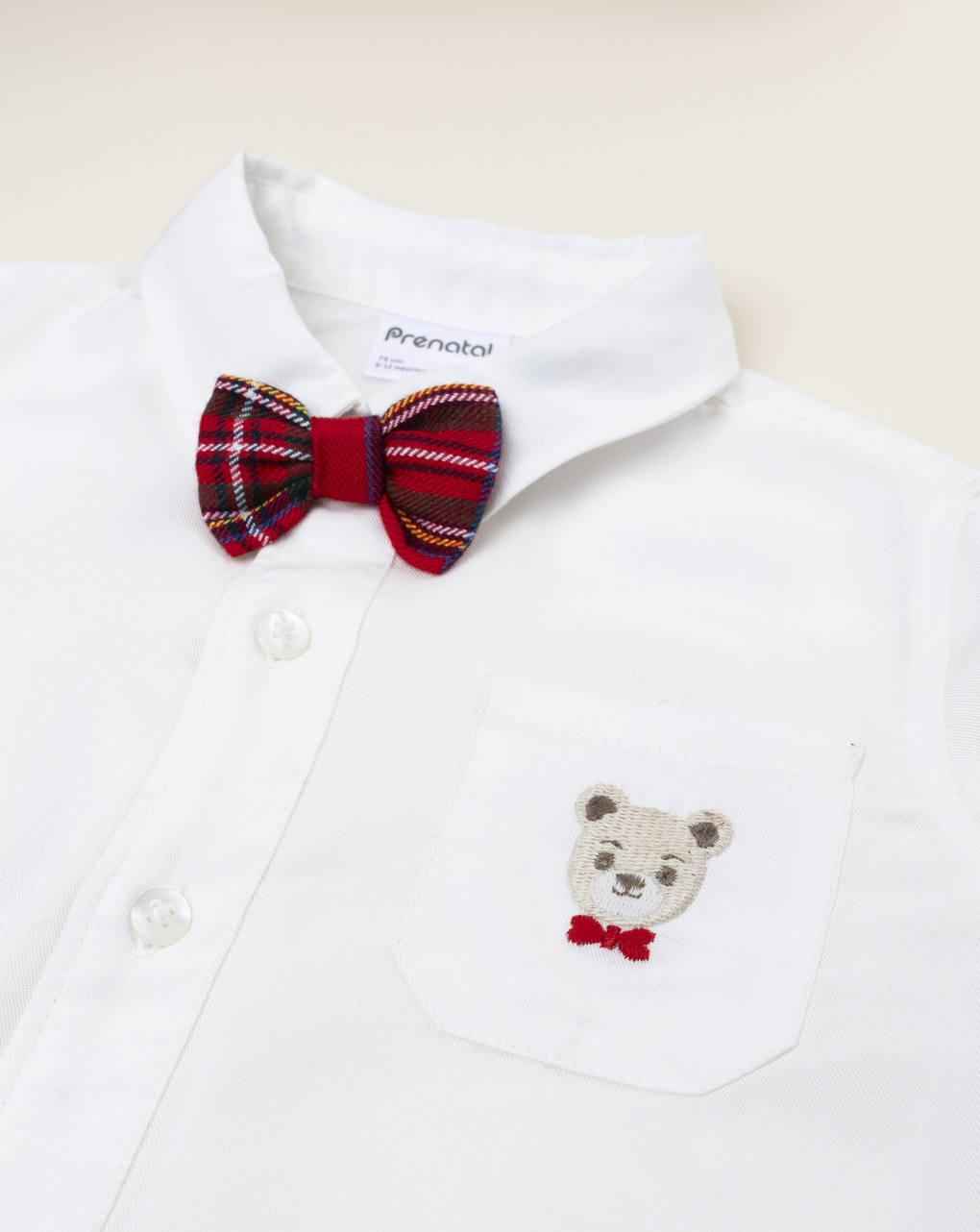 βρεφικό πουκάμισο λευκό με παπιγιόν classic για αγόρι - Prénatal