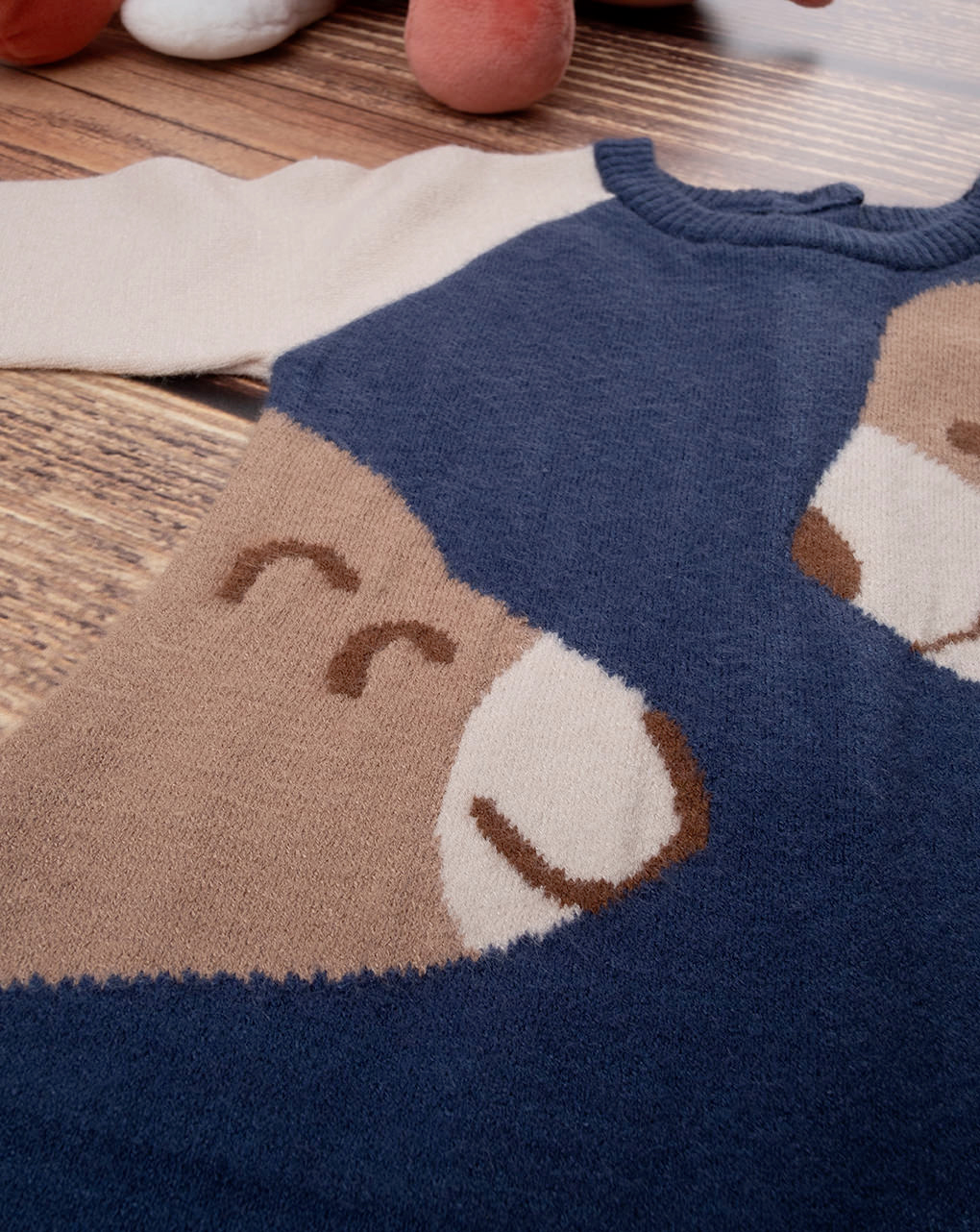 βρεφικό φορμάκι πλεκτό μπλε με αρκουδάκια για αγόρι - Prénatal