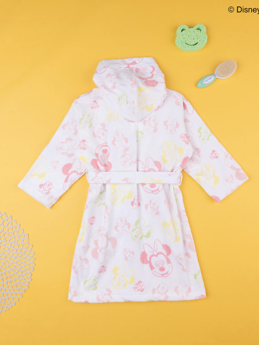 παιδικό μπουρνούζι σενίλ λευκό minnie για κορίτσι - Prénatal