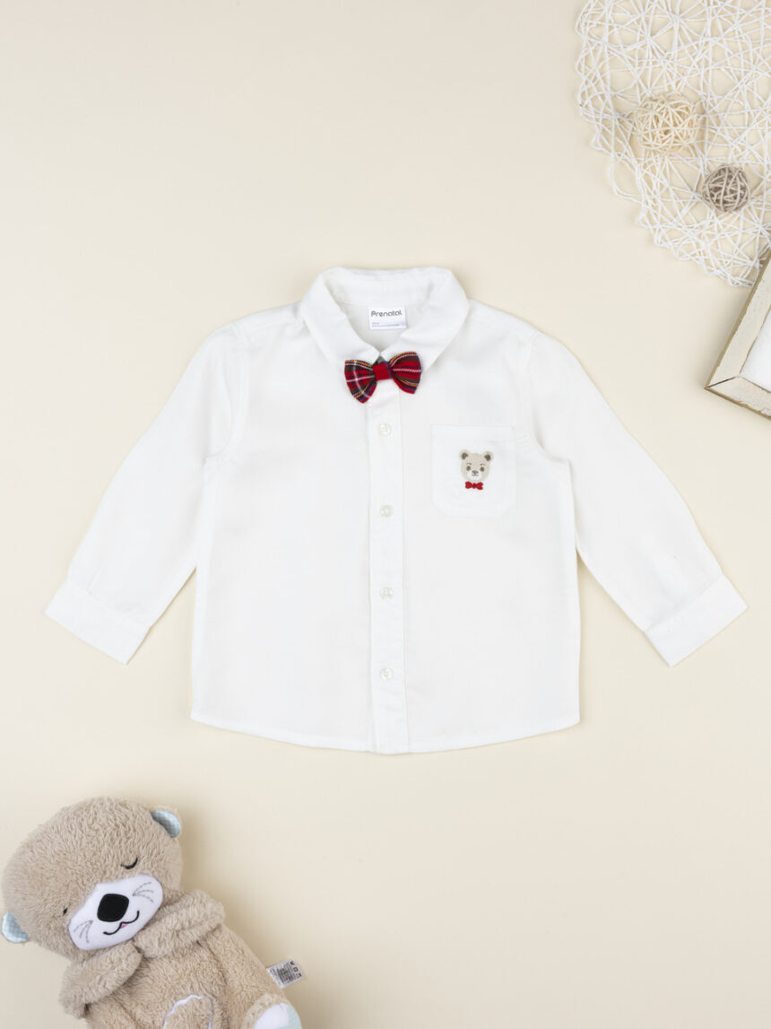 βρεφικό πουκάμισο λευκό με παπιγιόν classic για αγόρι - Prénatal