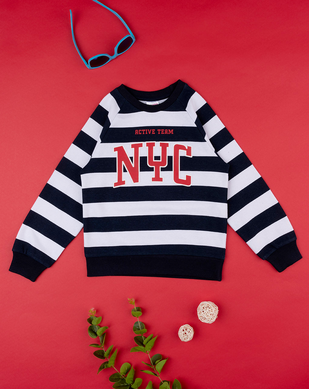 παιδική μπλούζα φούτερ ριγέ nyc για αγόρι
