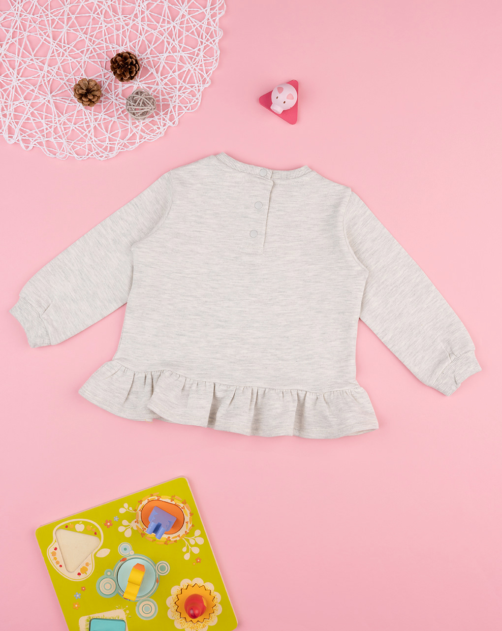 βρεφική μπλούζα φούτερ μπεζ little cute για κορίτσι - Prénatal