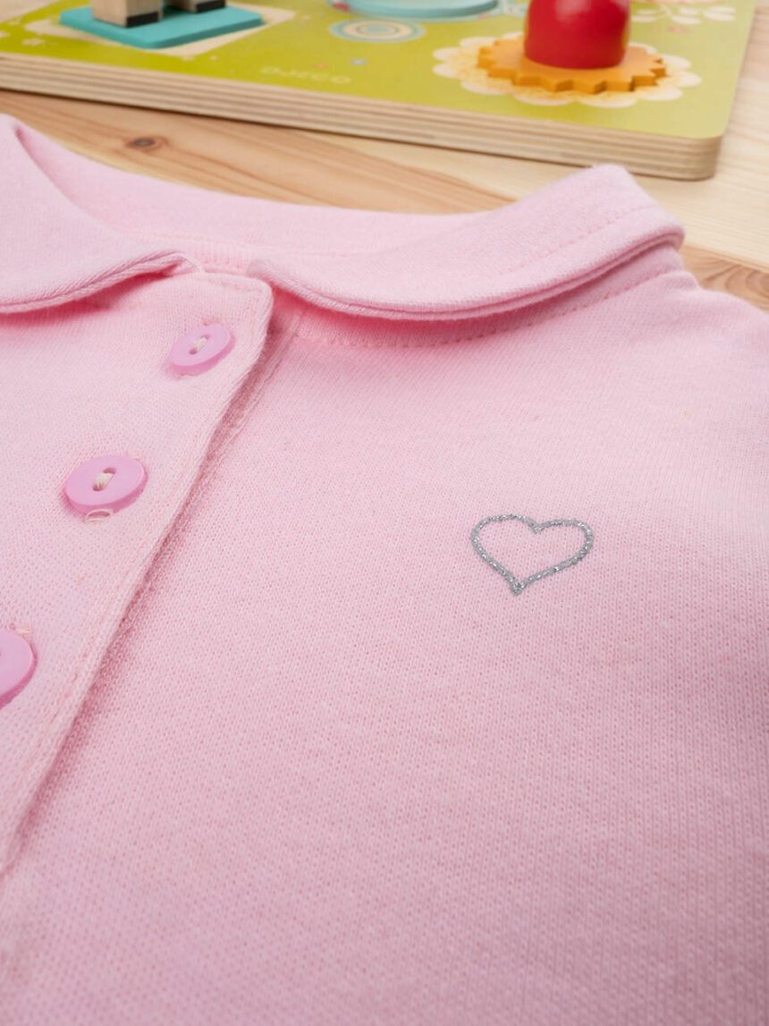 βρεφική μπλούζα πόλο ροζ με καρδιά για κορίτσι - Prénatal